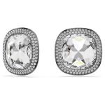 Una Angelic clip earrings Cushion cut, White, Ruthenium plated